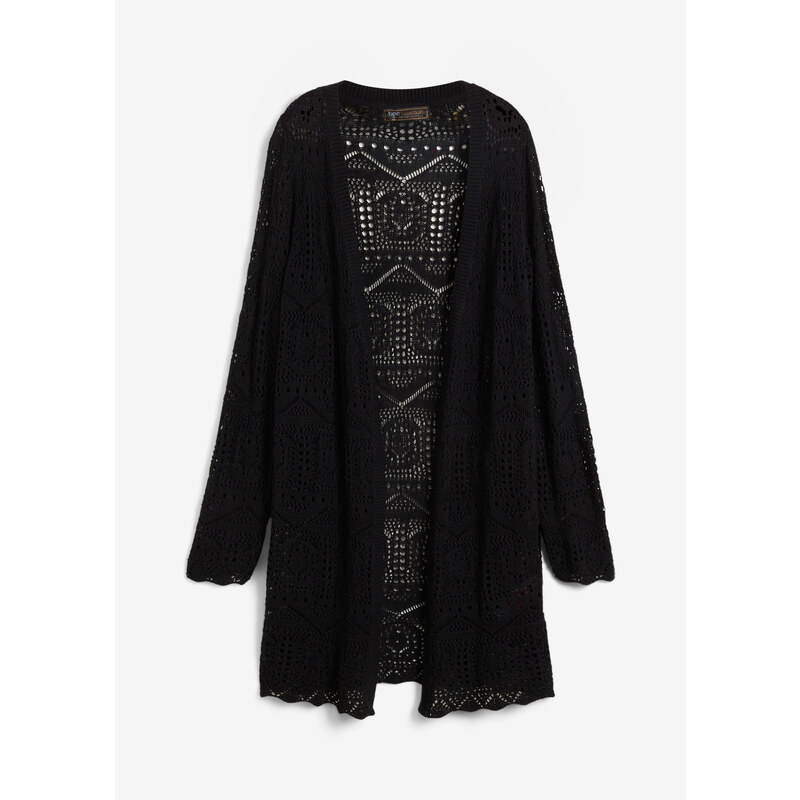 bonprix Ažúrový pletený sveter, farba čierna 44742464