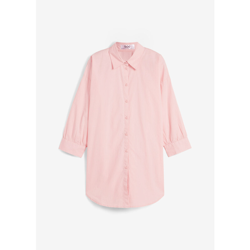 bonprix Blúzka oversize s 3/4-rukávom z bavlny, farba ružová 50902218