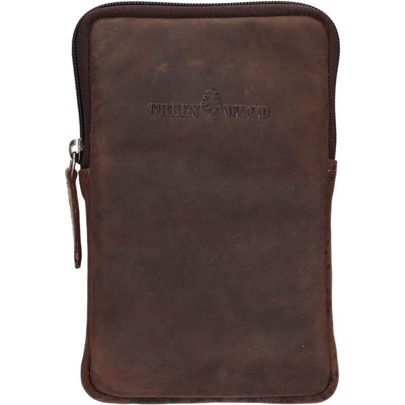 Kožená taška na mobil a doklady Greenwood Ajax - tmavo hnedá 55546738
