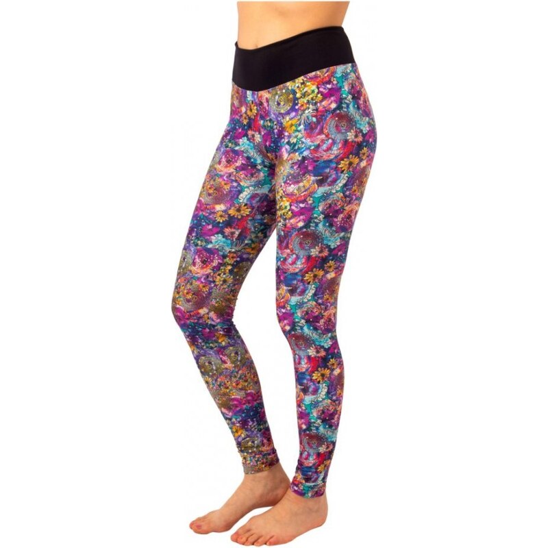 Jožánek Dámske legíny s vysokým pásom, fialové kvety