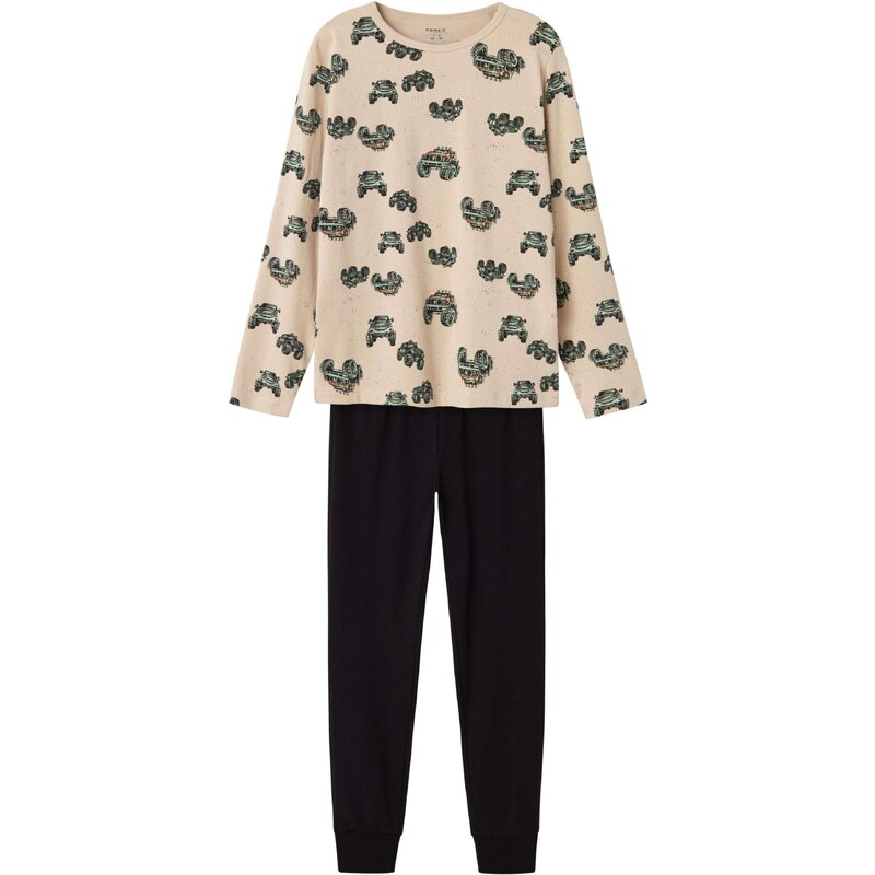 NAME IT Pyžamo Monster Truck hnedá / sivá / sivobéžová / čierna 55587152