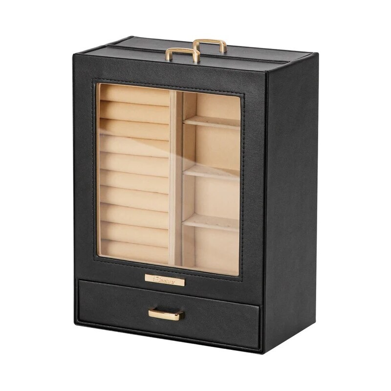 Troli Čierna šperkovnica s 2 zvislými zásuvkami 66588223