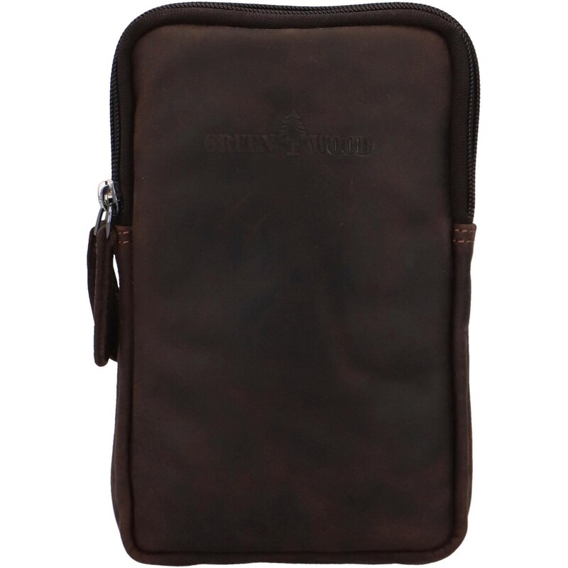 Green Wood Praktická kožená crossbody Indila, tmavo hnedá 64832392
