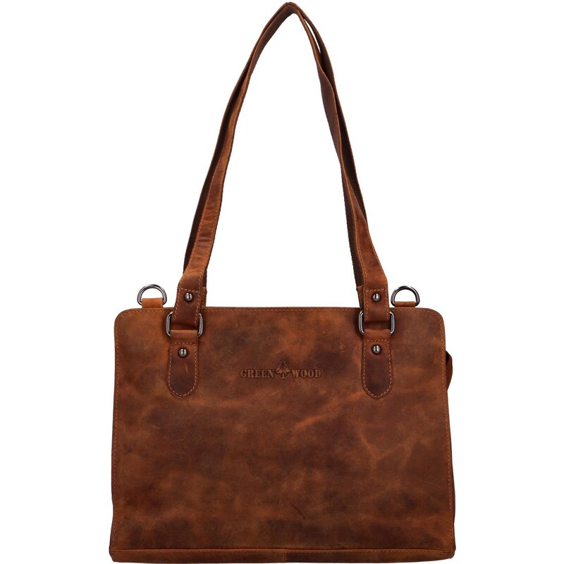 Dámska kožená kabelka cez rameno camel - GreenWood Hamid Camel 66842775