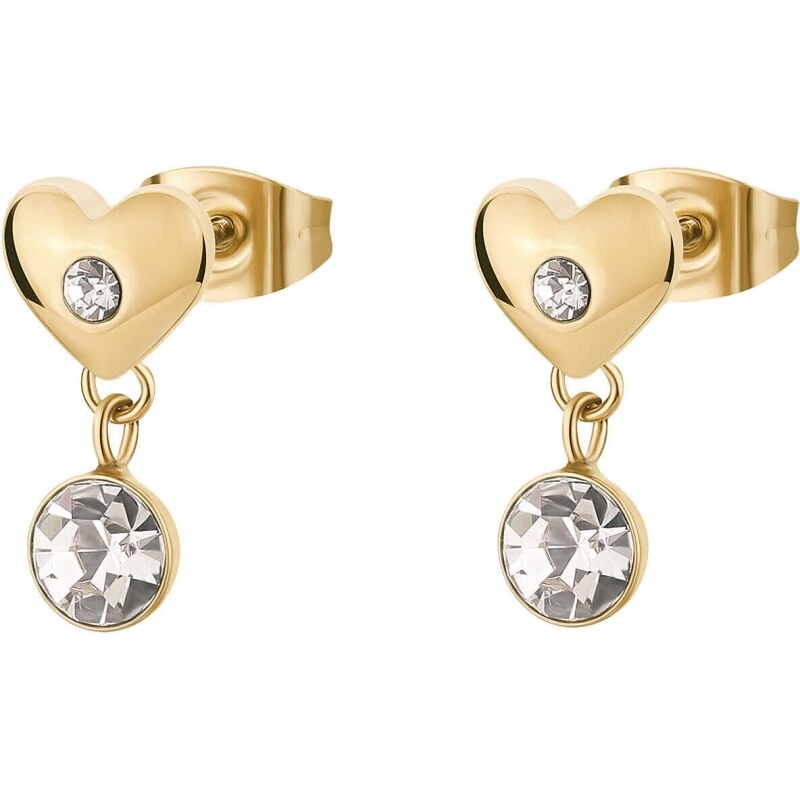 Brosway Srdiečkové pozlátené náušnice s visiacim kryštálom Chakra 66593260