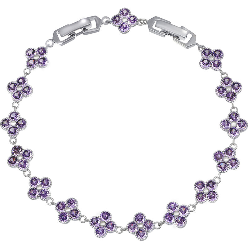 CRYSTalp Krásny náramok s fialovými kvietkami 22289.VIO.R 66594043