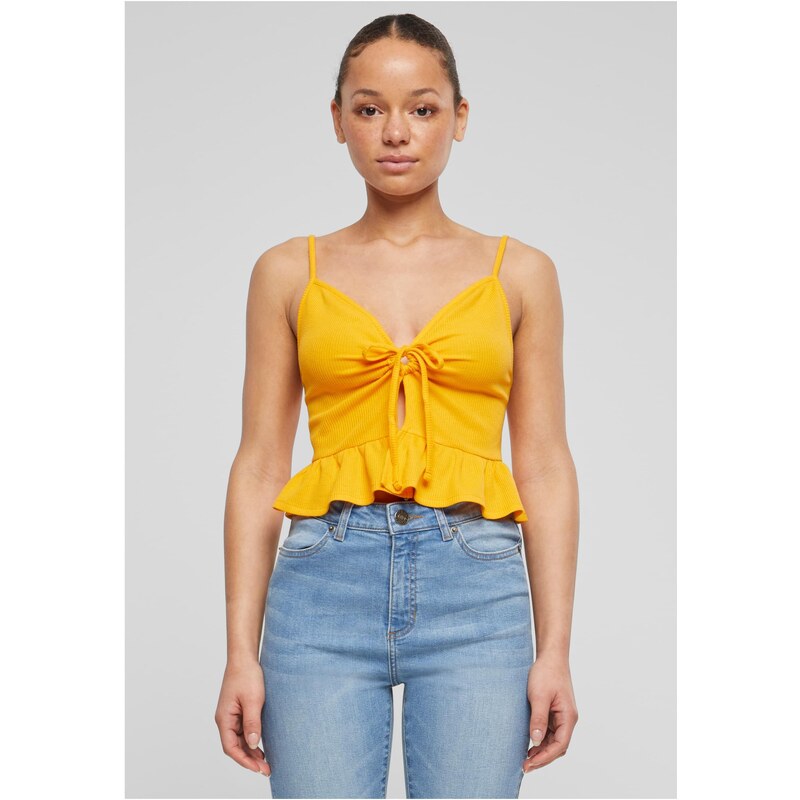 Urban Classics Womens top Waffle Pique Ruffle mango 56116058