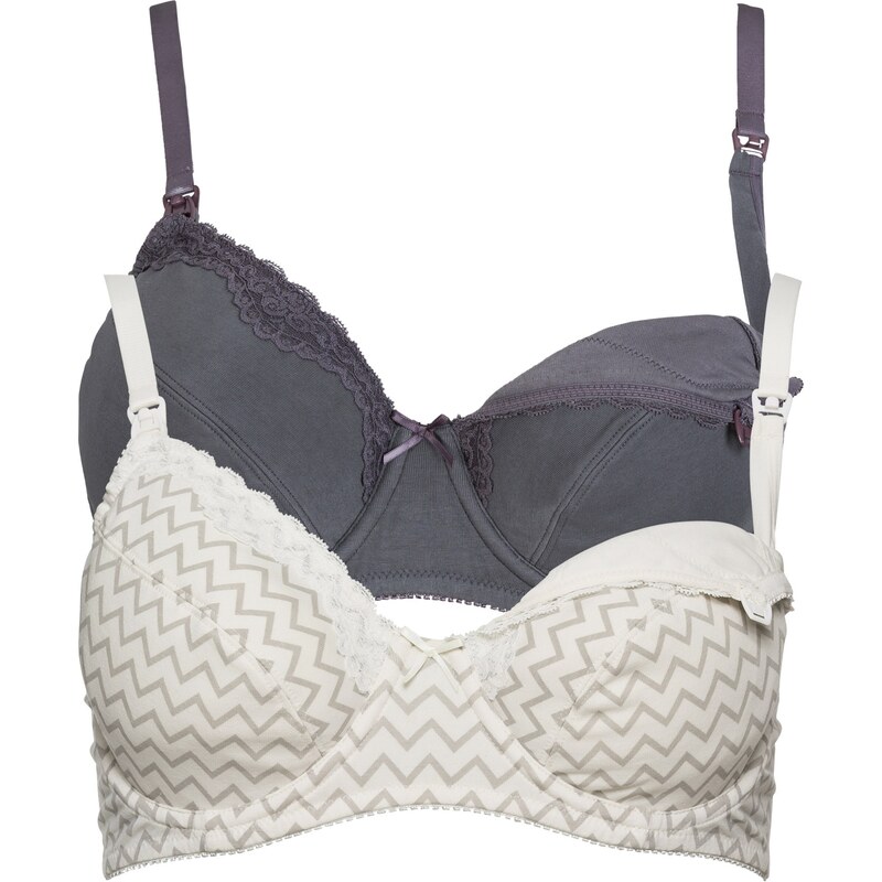 bonprix Materská podprsenka (2ks v balení) bio bavlna, farba šedá 44742621