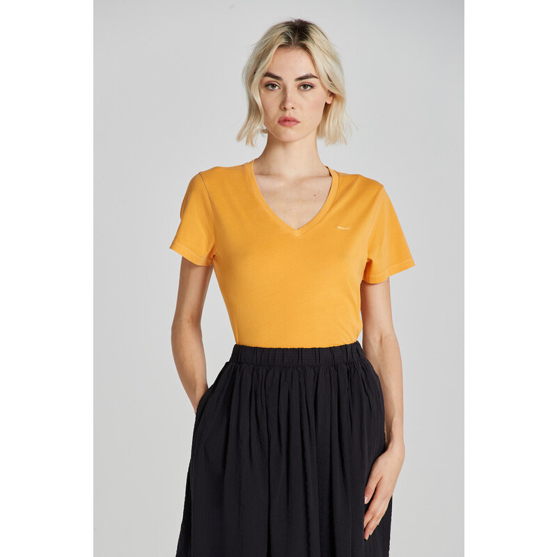 TRIČKO GANT REG SUNFADED SS V-NECK T-SHIRT MEDAL YELLOW 49844728