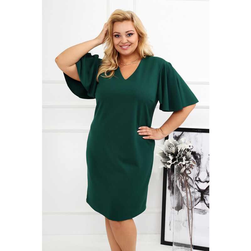 (veľ. 44) Šaty s rozšírenými rukávmi zelené 64395853