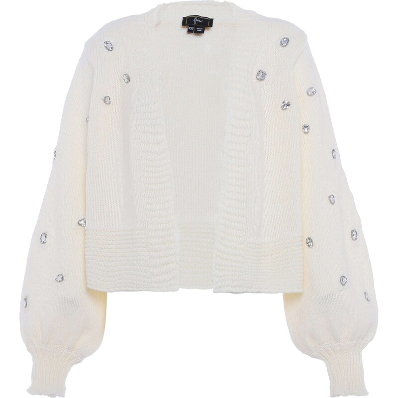 faina Kardigán strieborná / biela ako vlna 56103166