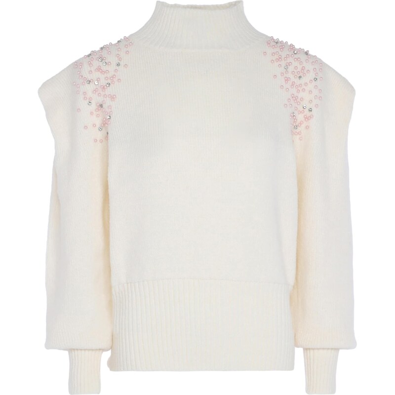 faina Sveter ružová / strieborná / priehľadná / biela ako vlna 57221239