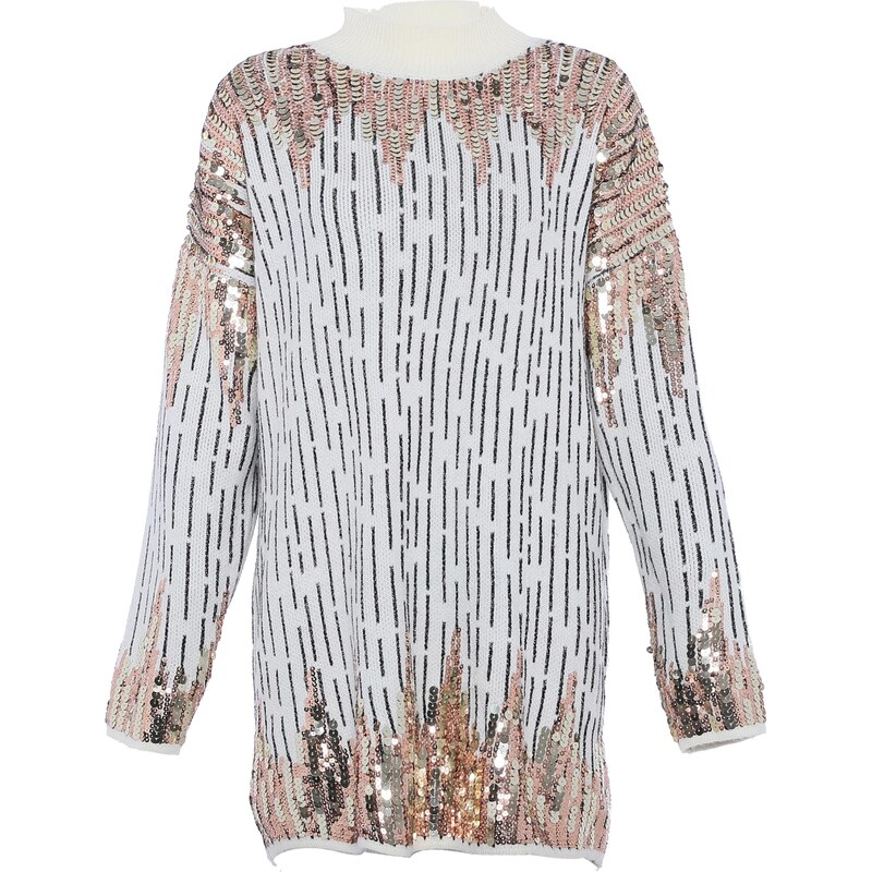 faina Sveter zlatá / staroružová / čierna / biela ako vlna 57221230