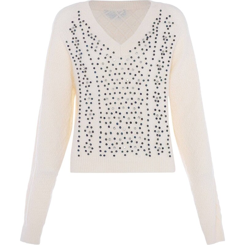 faina Sveter tmavomodrá / strieborná / priehľadná / biela ako vlna 57221226