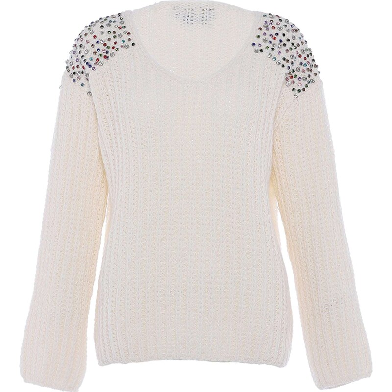 faina Sveter strieborná / biela ako vlna 57221249