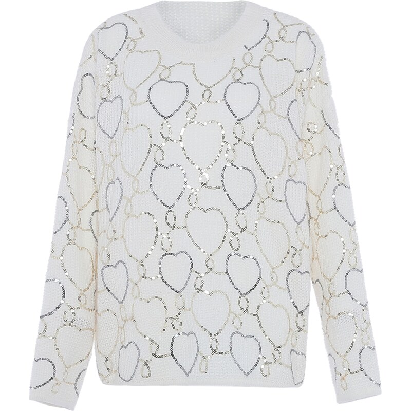 faina Sveter zlatá / strieborná / biela ako vlna 57221250