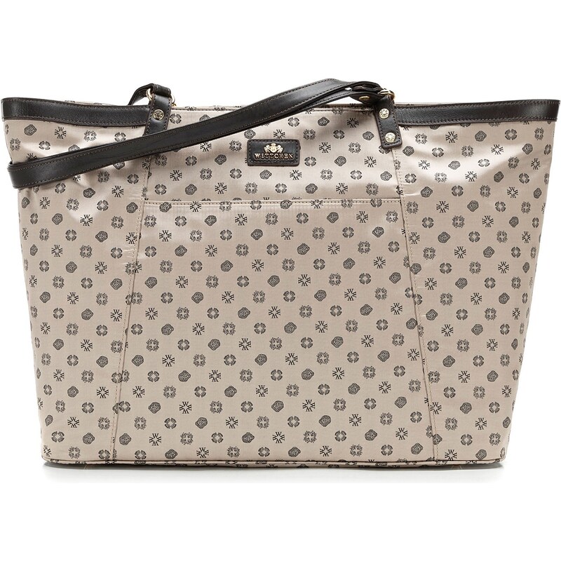 Žakárová shopper kabelka Wittchen s monogramovým vzorom, béžová 98-4E 66248921