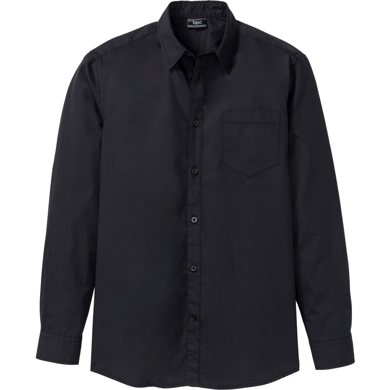 bonprix Košeľa s dlhým rukávom z čistej bavlny, farba čierna 45853318