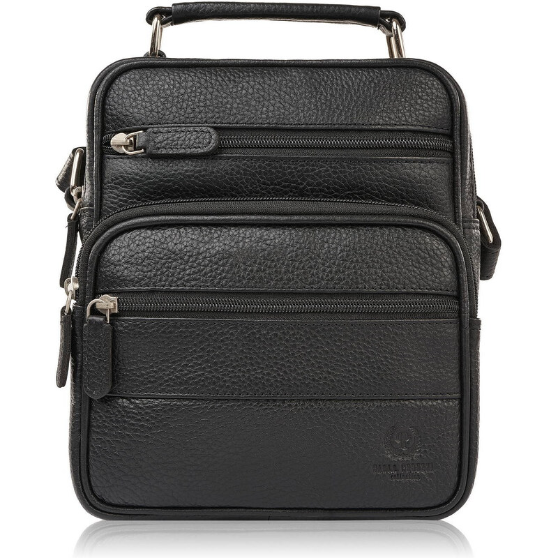 Paolo Peruzzi Pánska kožená taška cez rameno T-128-BL | čierna T-128 55774421