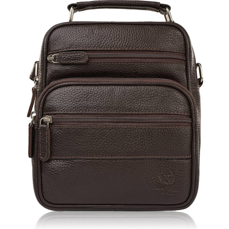 Paolo Peruzzi Pánska kožená taška cez rameno T-128-BR | hnedá T-128-BR 55774423