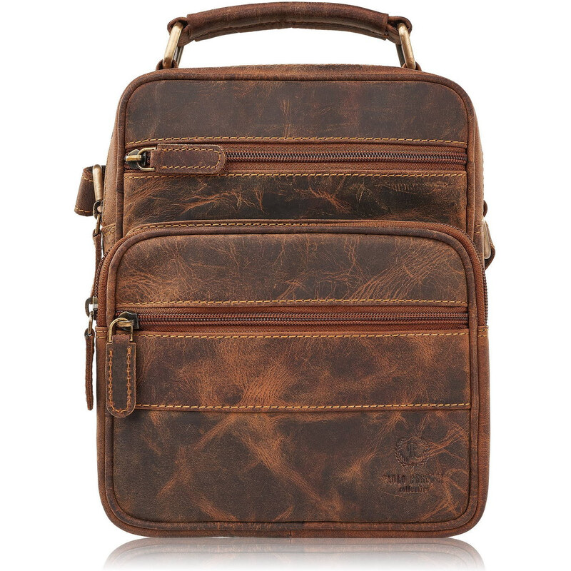Paolo Peruzzi Pánska Vintage kožená taška cez rameno T-128-HBR | hnedá 55774424