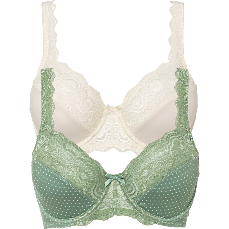 bonprix Podprsenka s kosticami (2 ks), s jemnou čipkou, farba zelená 61458038