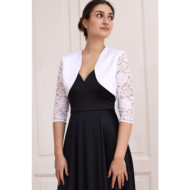 Glara Saténové bolerko s čipkovými rukávmi 55849723