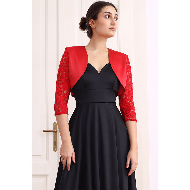 Glara Saténové bolerko s čipkovými rukávmi 55849725