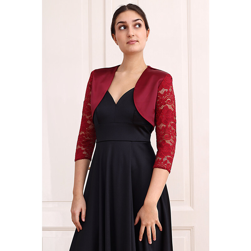 Glara Saténové bolerko s čipkovými rukávmi 55849726