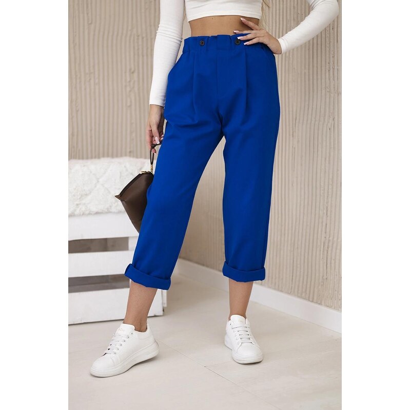 MladaModa Trojštvrťové nohavice Milano Winter farba kráľovská modrá 63034524