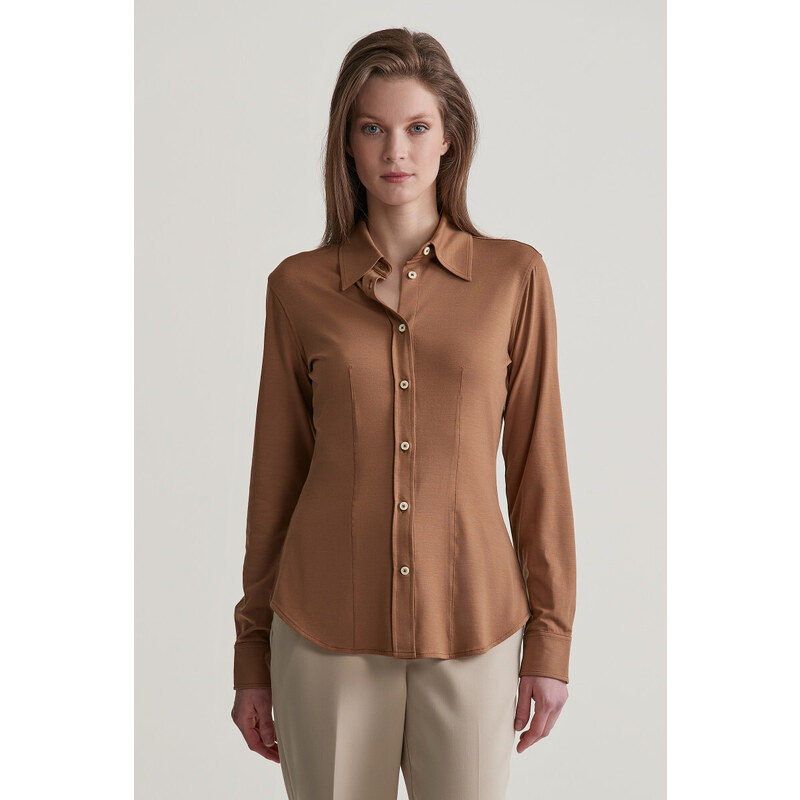KOŠEĽA GANT SLIM JERSEY SHIRT ROASTED WALNUT 49041276
