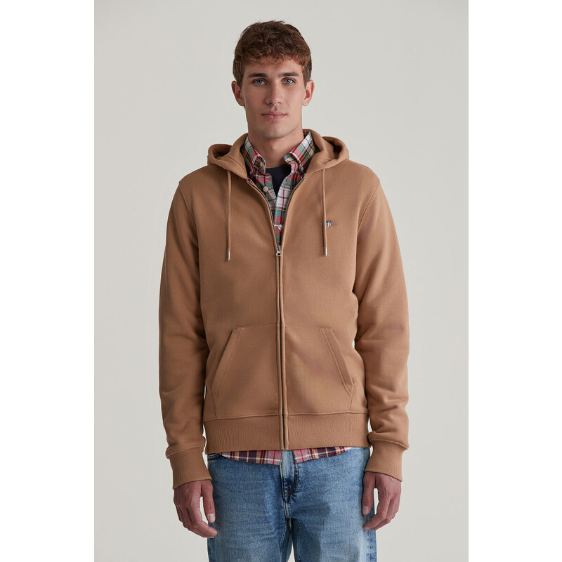 MIKINA GANT REG SHIELD FULL ZIP HOODIE WARM KHAKI 55856973