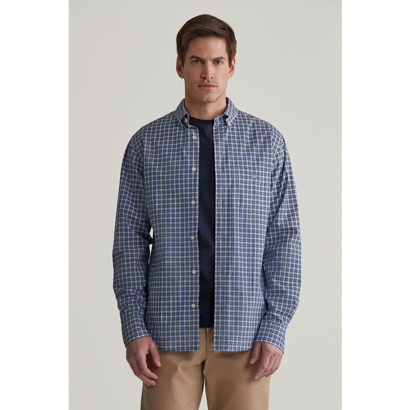 KOŠEĽA GANT REG POPLIN SMALL CHECK SHIRT COLLEGE BLUE 55857025