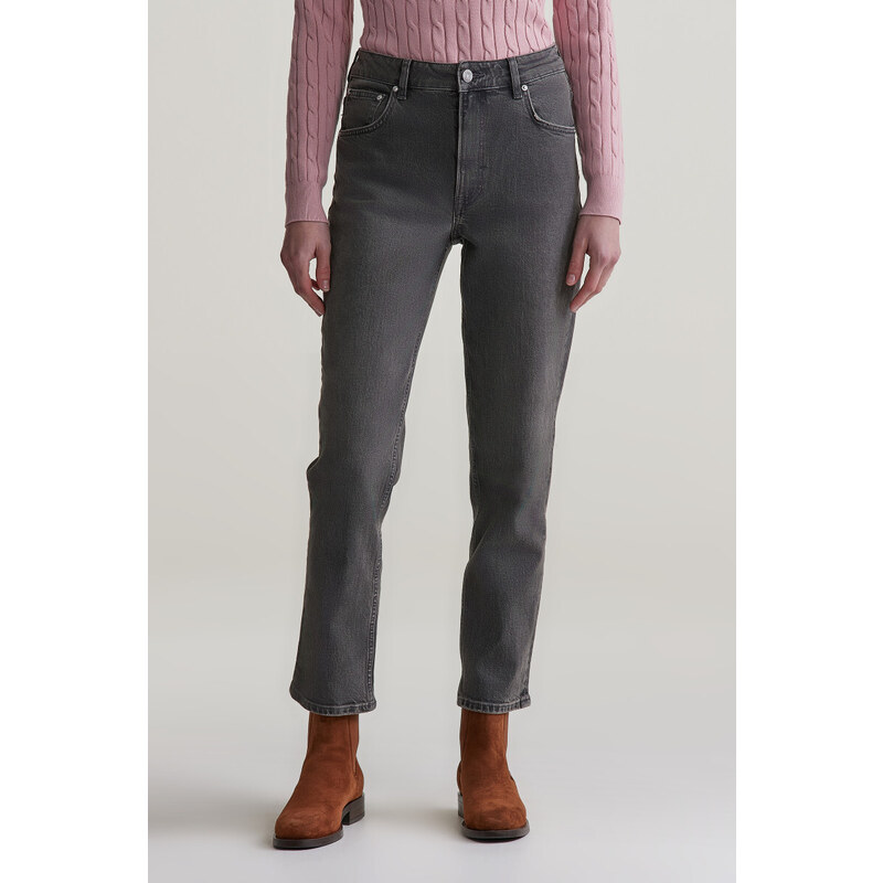 DŽÍNSY GANT STRAIGHT CROPPED JEANS BLACK VINTAGE