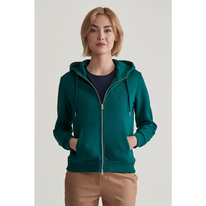MIKINA GANT REG TONAL SHIELD ZIP HOODIE DEEP FOREST 55857040