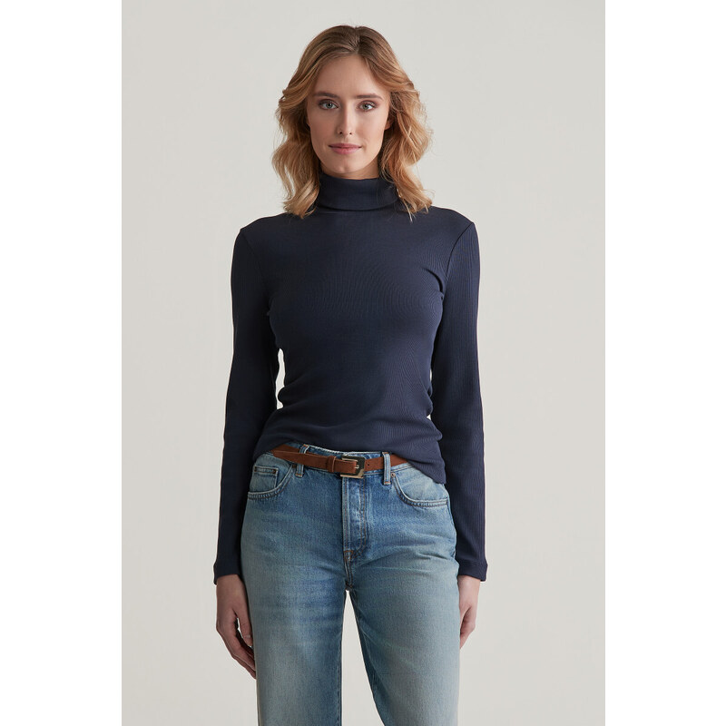 ROLÁK GANT SLIM RIB TURTLENECK EVENING BLUE 55857052