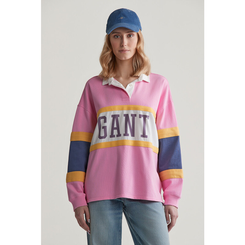 POLOKOŠEĽA GANT COLOR BLOCK RUGGER CANDY PINK 55857054
