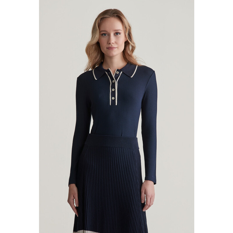 POLOKOŠEĽA GANT SLIM RIB LS POLO EVENING BLUE 55857061