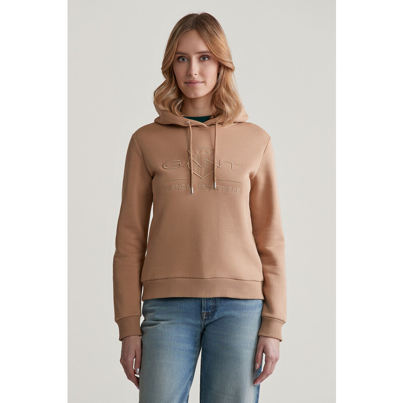 MIKINA GANT REG TONAL SHIELD HOODIE CARAMEL BEIGE 55857073