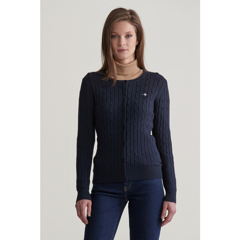 SVETER GANT STRETCH COTTON CABLE CARDIGAN EVENING BLUE 55857099