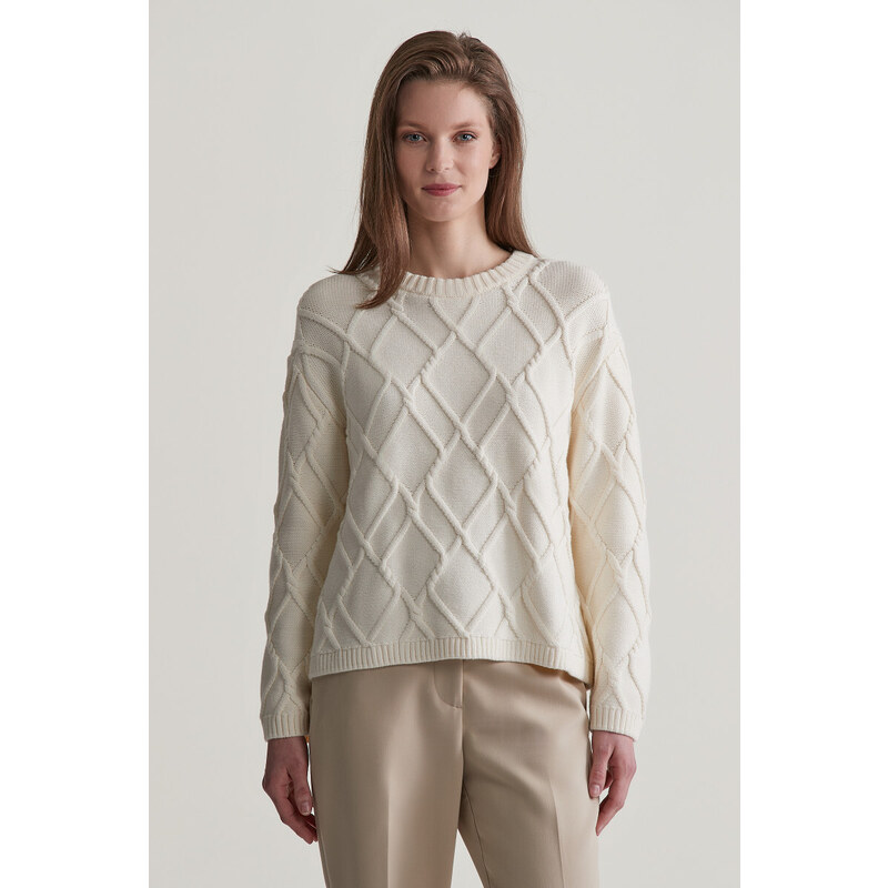 SVETER GANT TEXTURED KNIT C-NECK CREAM 55857103