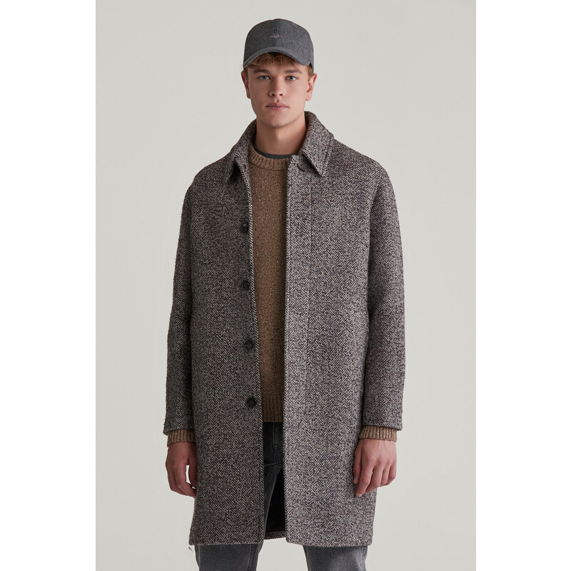 KABÁT GANT WOOL CAR COAT DEEP BROWN 55857112