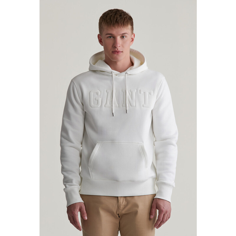 MIKINA GANT EMBOSSED SWEAT HOODIE EGGSHELL 55886272