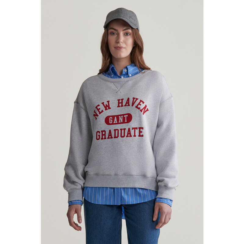 MIKINA GANT GRAPHIC C-NECK SWEAT PALE GREY MELANGE 55886279
