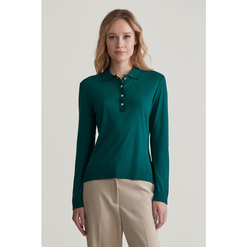 POLOKOŠEĽA GANT REG SEAMLESS LS POLO DEEP FOREST 55886282