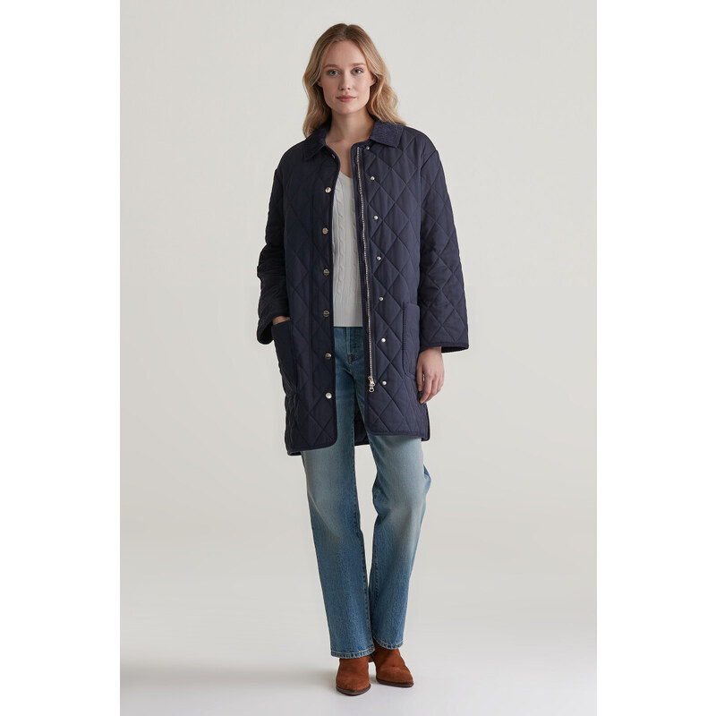 KABÁT GANT QUILTED COAT WITH CORD DETAILS EVENING BLUE 55886290