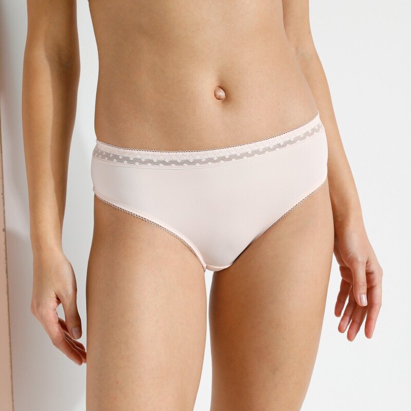 Súprava 2 midi nohavičiek Paia z mikrovlákna a vyšívaného tylu pudrová 49062669