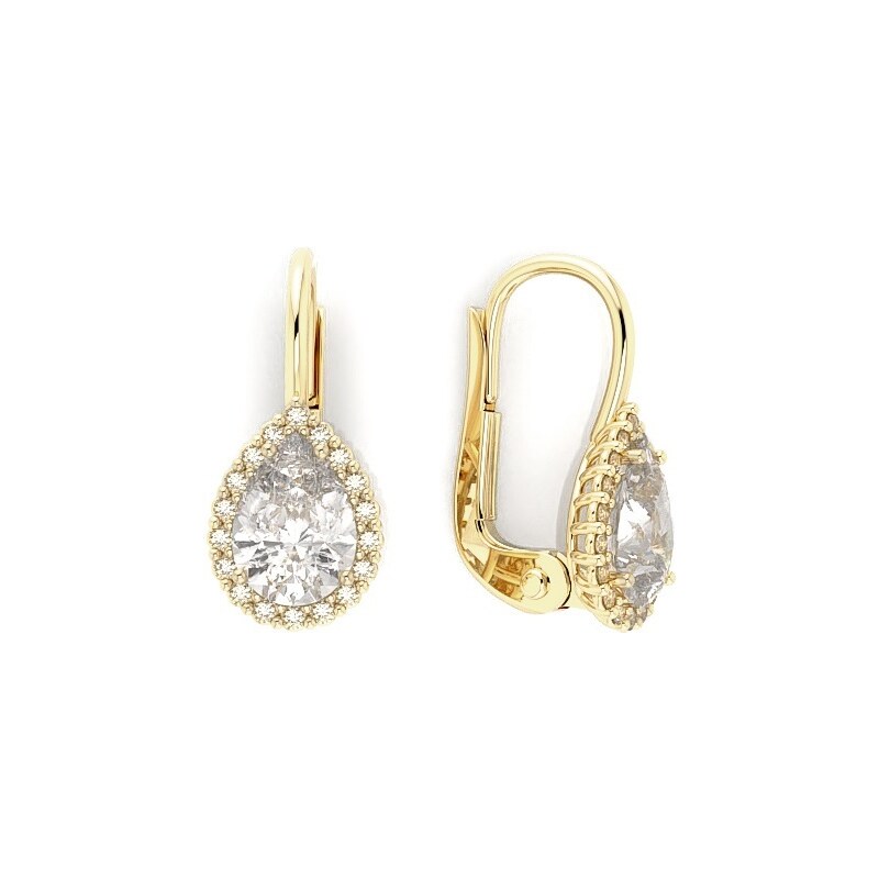 Dámske náušnice zo žltého zlata v tvare slzy 23227/ZX 44207902