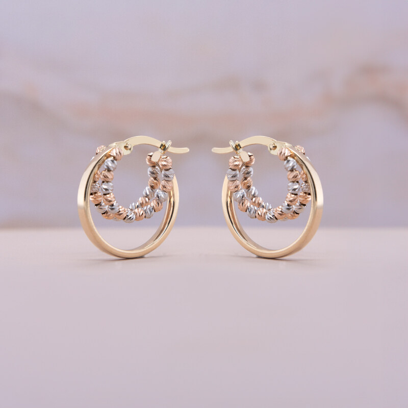 Lillian Vassago Kruhové náušnice zdobené guličkami, kombinované zlato 52640654