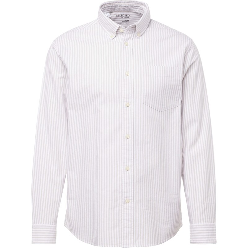 SELECTED Košeľa SLHRICK tmelová / biela 56726846